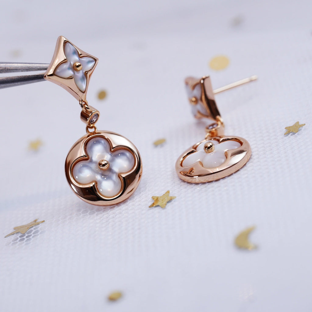 ¡®Jewelicorn¡¯STAR AND SUN PINK GOLD MOP DROP EARRINGS