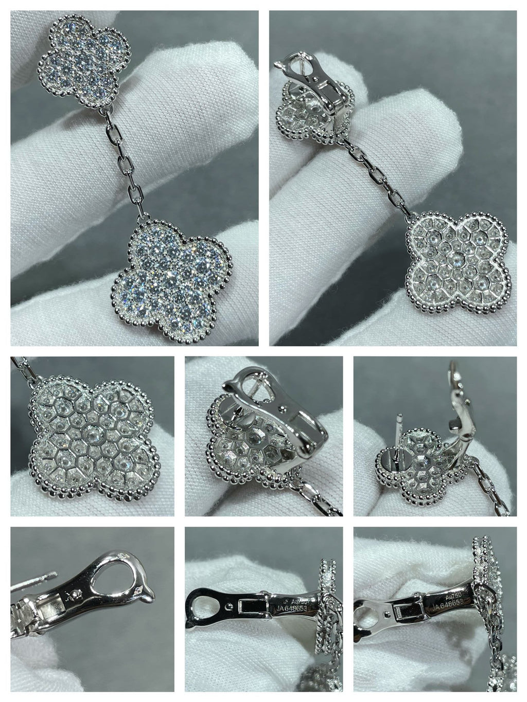 ®Jewelicorn®クローバー 2モチーフ ダイヤモンドパヴェ シルバーイヤリング