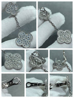 ®Jewelicorn®クローバー 2モチーフ ダイヤモンドパヴェ シルバーイヤリング