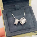 ¡®Jewelicorn¡¯PERLEE DOUBLE PENDANT SILVER DIAMOND NECKLACE