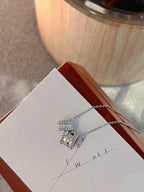 ¡®Jewelicorn¡¯PERLEE DOUBLE PENDANT SILVER DIAMOND NECKLACE