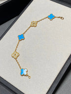 [⭐JeweliWhal] CLOVER 5 MOTIF BLUE AGATE BRACELET COLLECTION