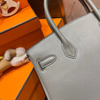 HM Birkin 30 cm Grau Swift Leder Goldene Beschläge