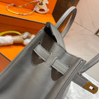 HM Birkin 30 cm Grau Swift Leder Goldene Beschläge