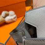 HM Birkin 30 cm Grau Swift Leder Goldene Beschläge