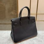 HM Birkin 30 cm, schwarzes Swift-Leder, goldene Beschläge