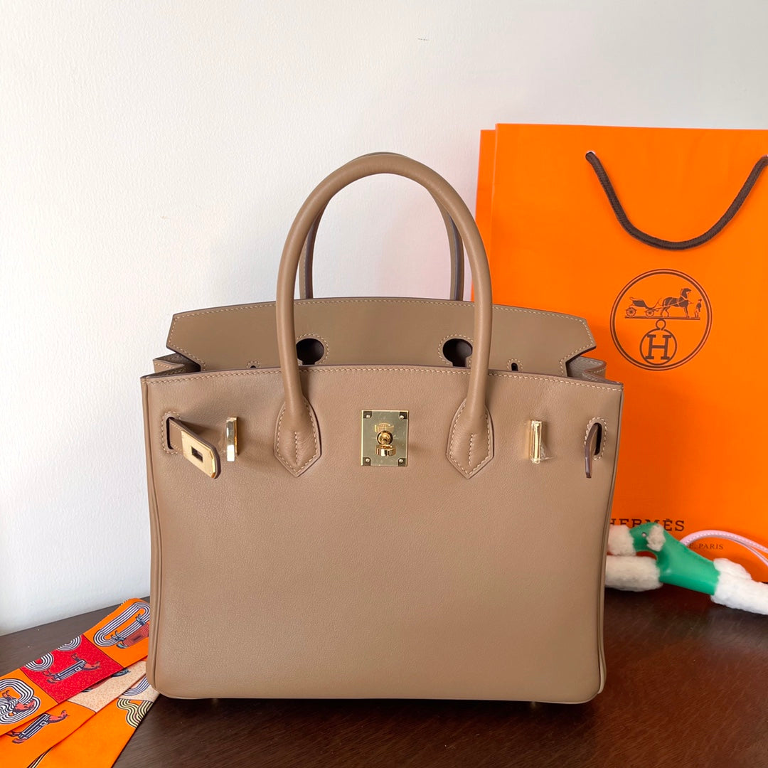 HM Birkin 30 cm Beige Swift Leder Goldbeschläge