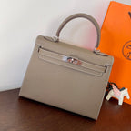 HM KELLY 28CM ETAIN EPSOM LEDER SILBERNE BESCHLÄGE