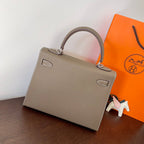 HM KELLY 28CM ETAIN EPSOM LEDER SILBERNE BESCHLÄGE