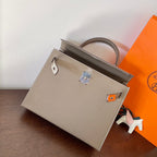 HM KELLY 28CM ETAIN EPSOM LEDER SILBERNE BESCHLÄGE