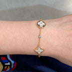 ¡®Jewelicorn¡¯STAR AND SUN 4 MOTIF WHITE MOP PINK GOLD BRACELET