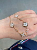 ¡®Jewelicorn¡¯STAR AND SUN 4 MOTIF WHITE MOP PINK GOLD BRACELET