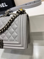 BOY BAG MEDIUM 25 GRAU CAVIAR RUTHENIUM HARDWARE