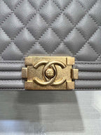 BOY BAG MEDIUM 25 GRAU CAVIAR GOLDENE HARDWARE