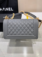 BOY BAG MEDIUM 25 DUNKELGRAU CAVIAR GOLDENE HARDWARE