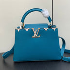 CAPUCINES BB 27 BLUE TAURILLON GOLD HARDWARE