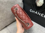 MINI SQUARE FLAP BAG 17CM BURGUNDY LAMBSKIN SILVER HARDWARE