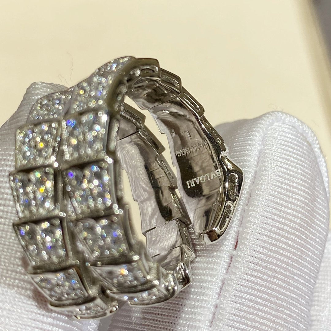 ¡®Jewelicorn¡¯SERPENTI DOUBLE RING SILVER DIAMOND PAVED