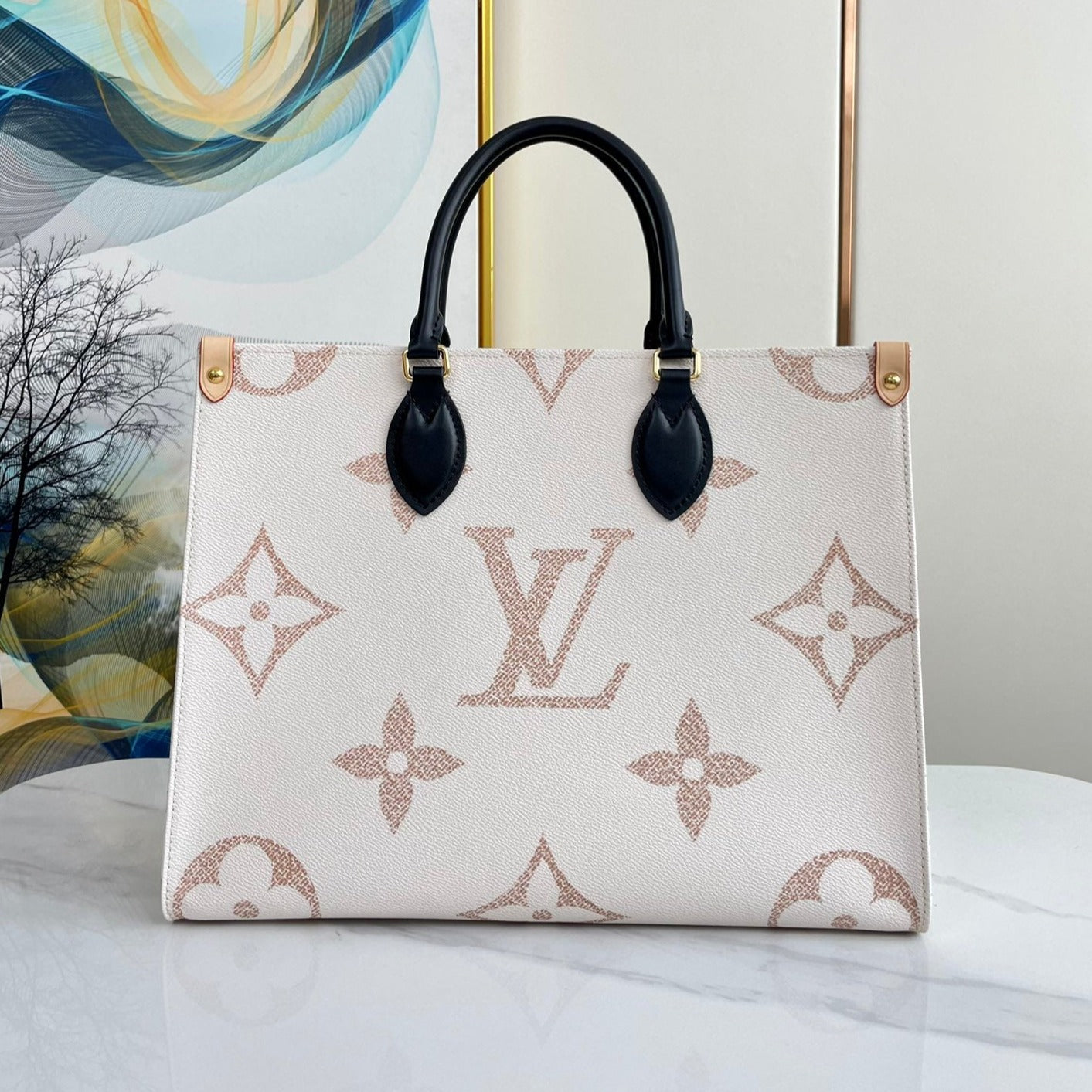 ONTHEGO 35 WEISS-BRAUN MONOGRAMM-LEINWAND 