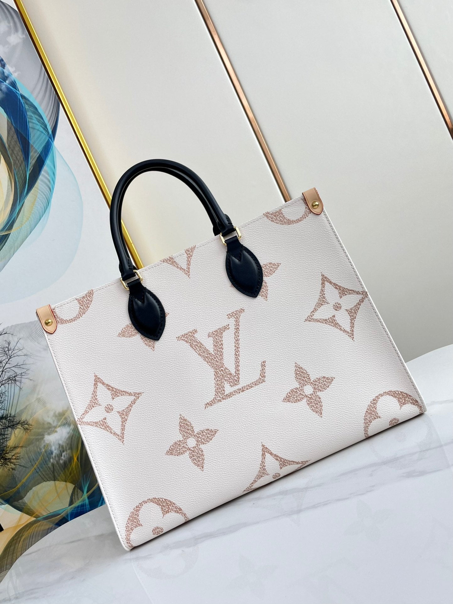 ONTHEGO 35 WEISS-BRAUN MONOGRAMM-LEINWAND 