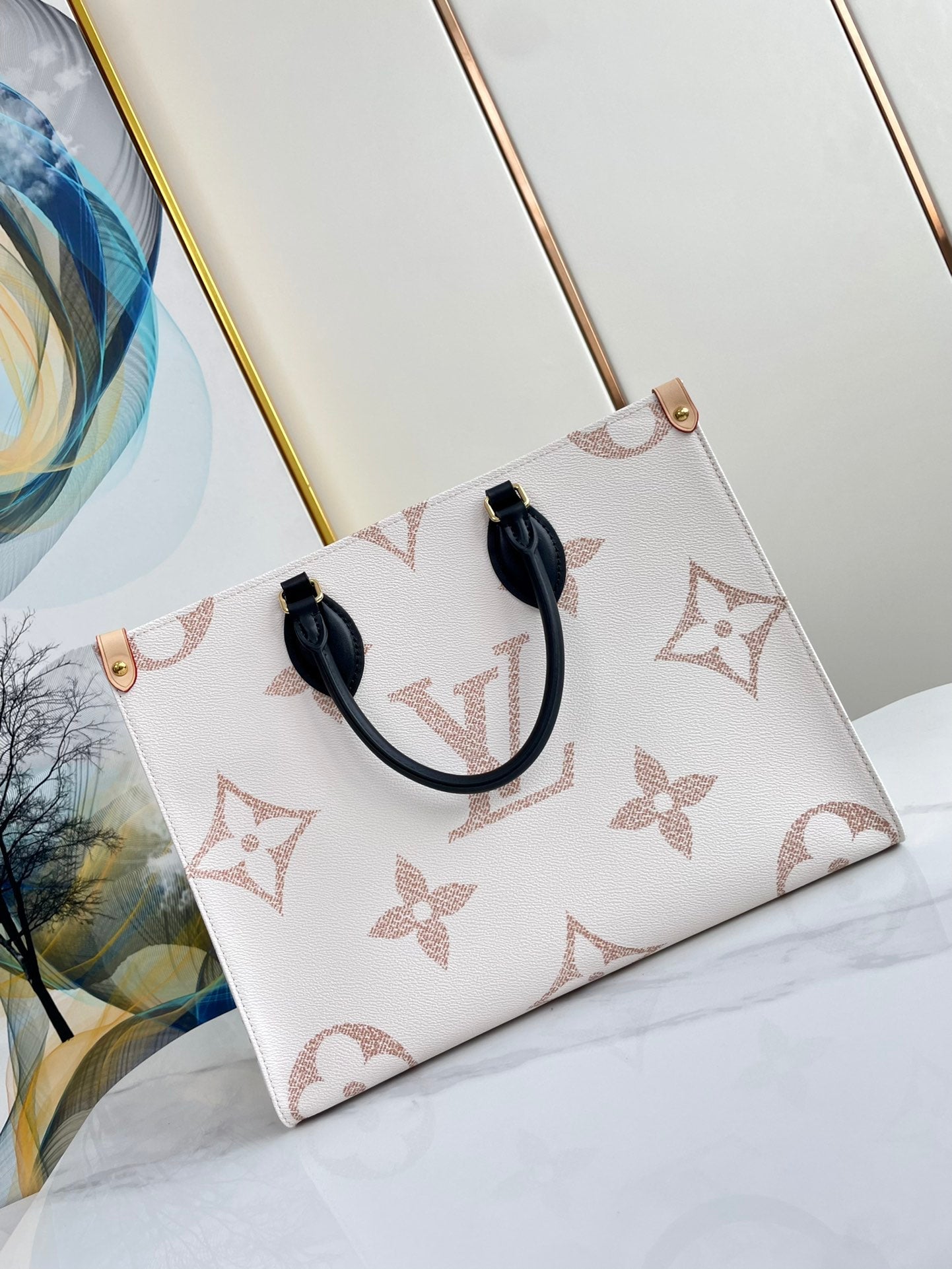 ONTHEGO 35 WEISS-BRAUN MONOGRAMM-LEINWAND 