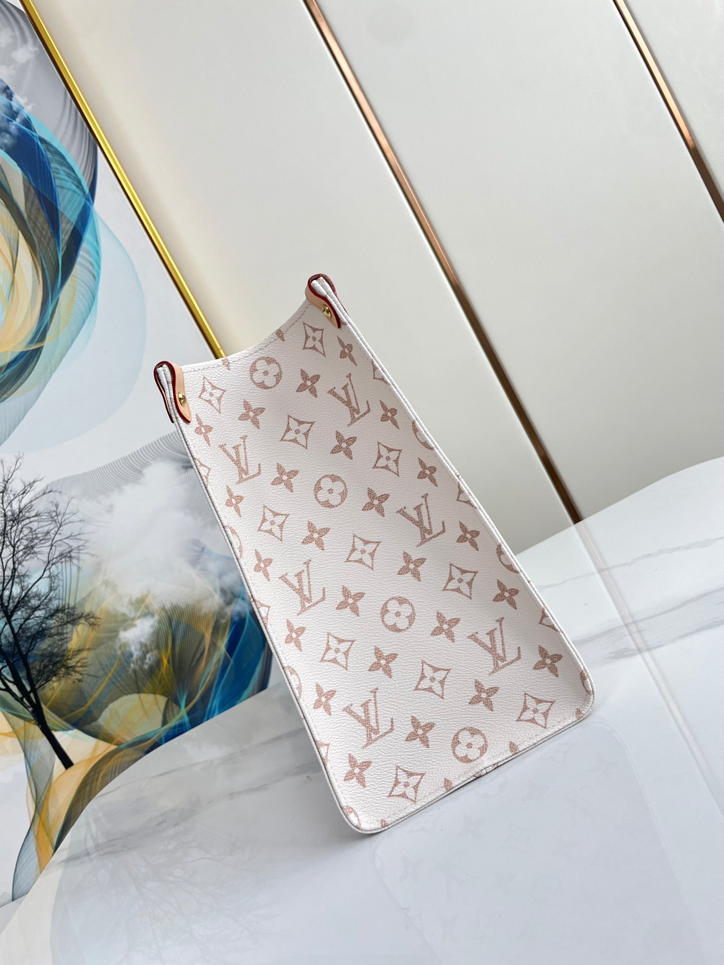 ONTHEGO 35 WEISS-BRAUN MONOGRAMM-LEINWAND 