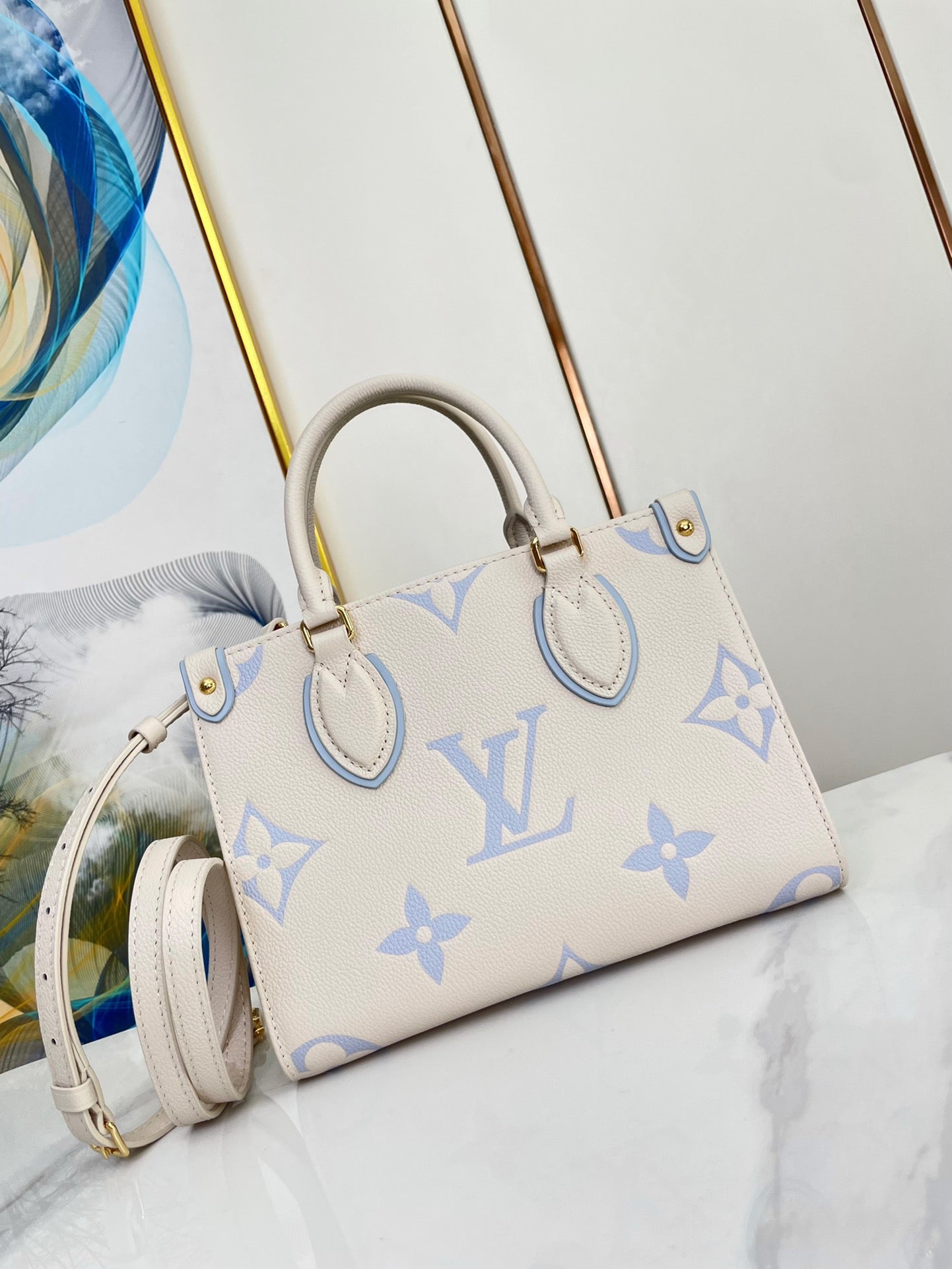 ONTHEGO 25 WEISS-LILA MONOGRAMM-LEINWAND 