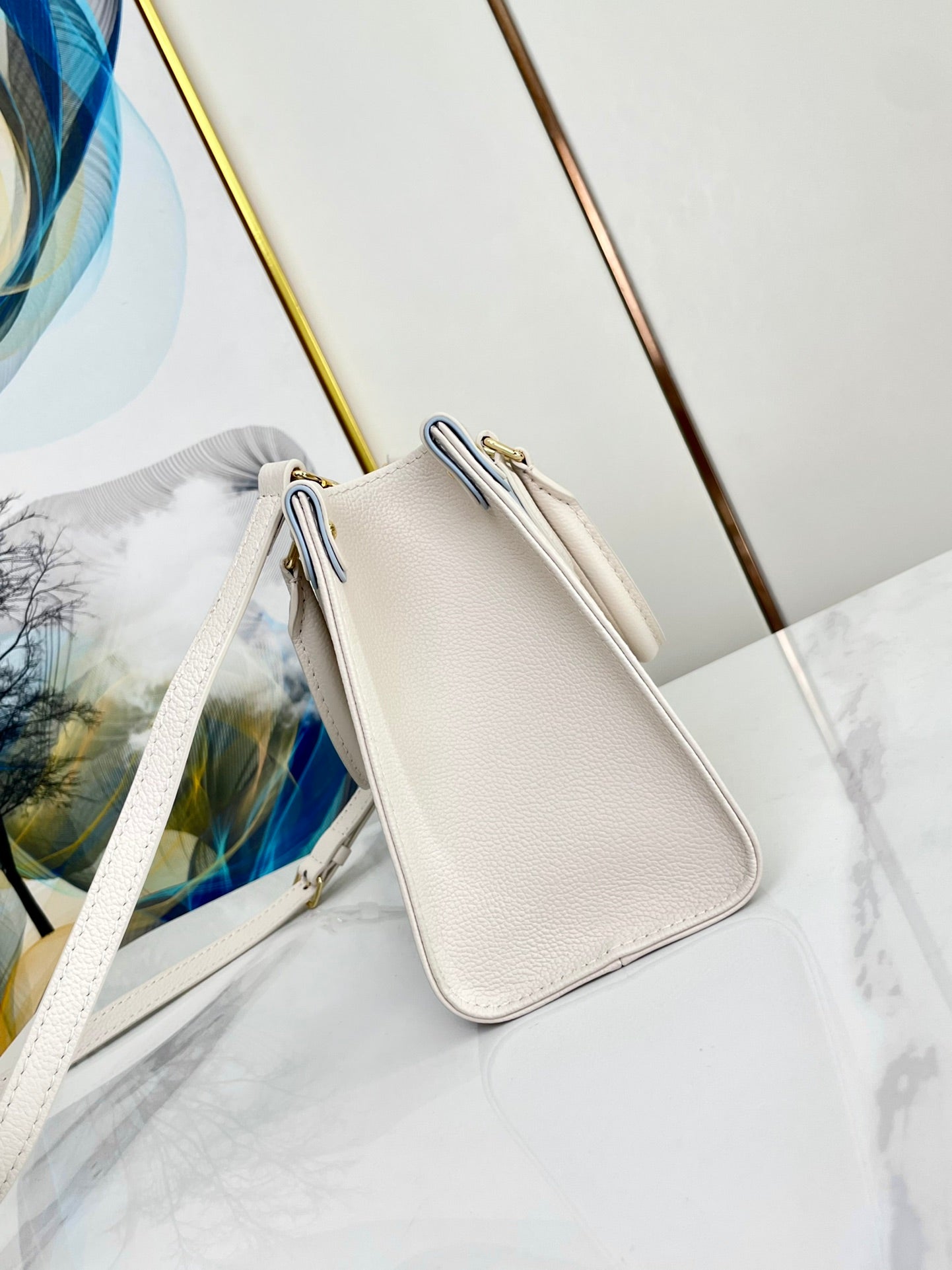 ONTHEGO 25 WEISS-LILA MONOGRAMM-LEINWAND 