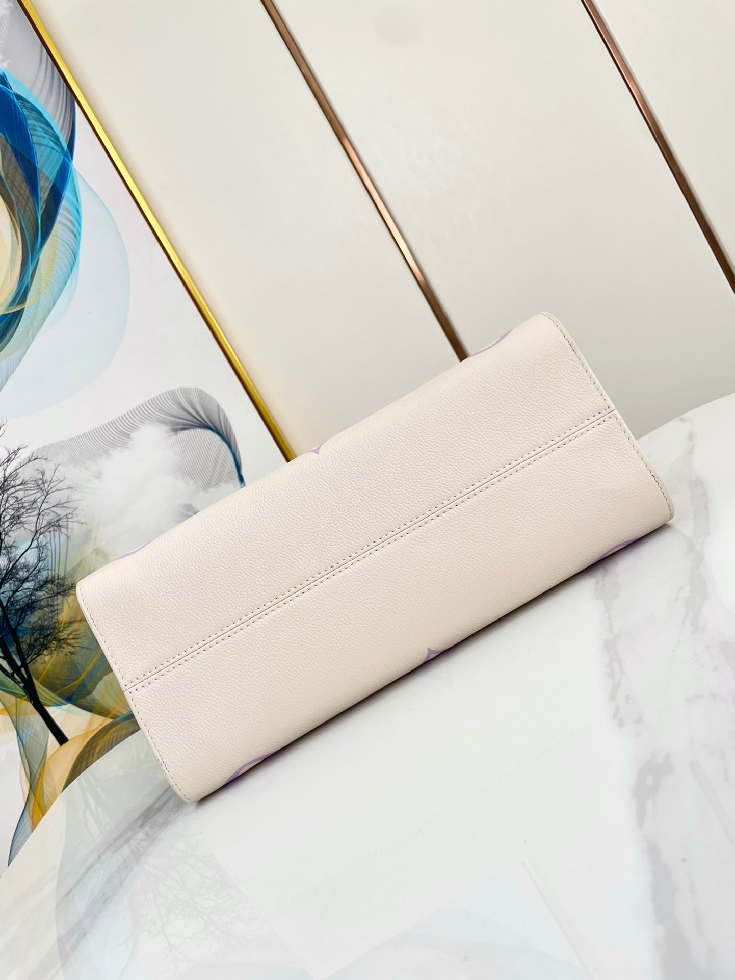 ONTHEGO 35 WEISS-LILA MONOGRAMM-LEINWAND 