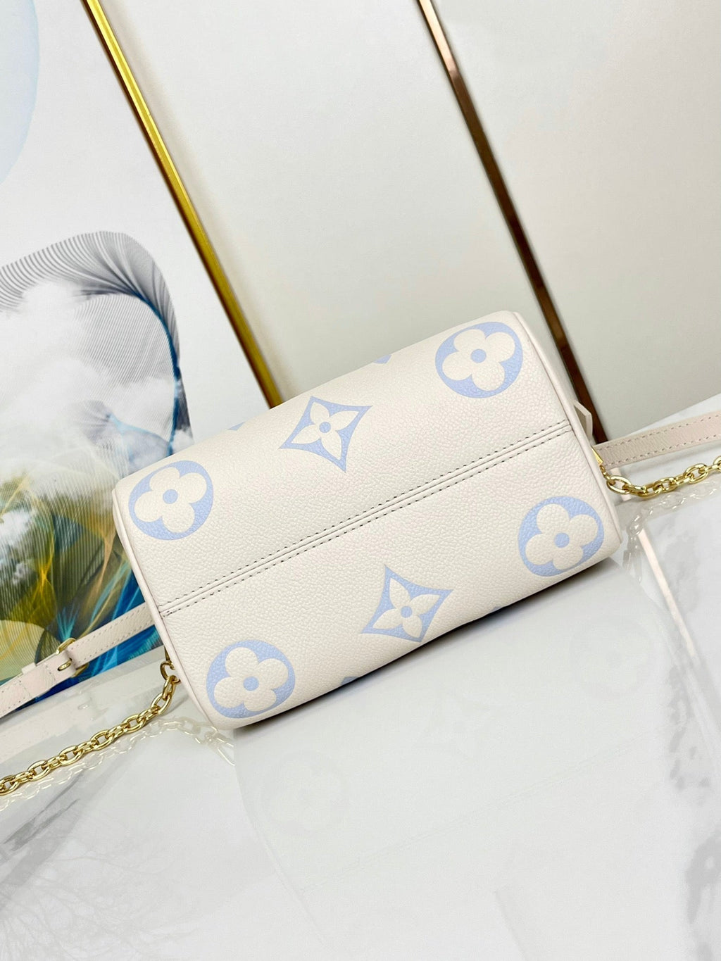 SPEEDY 20,5 WEISS-BLAUES MONOGRAMM-LEINWAND 