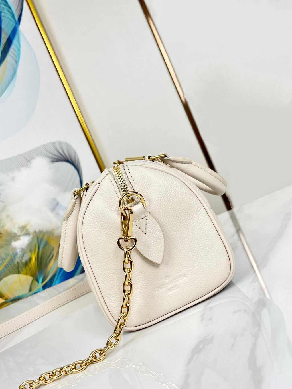 SPEEDY 20,5 WEISS-BLAUES MONOGRAMM-LEINWAND 