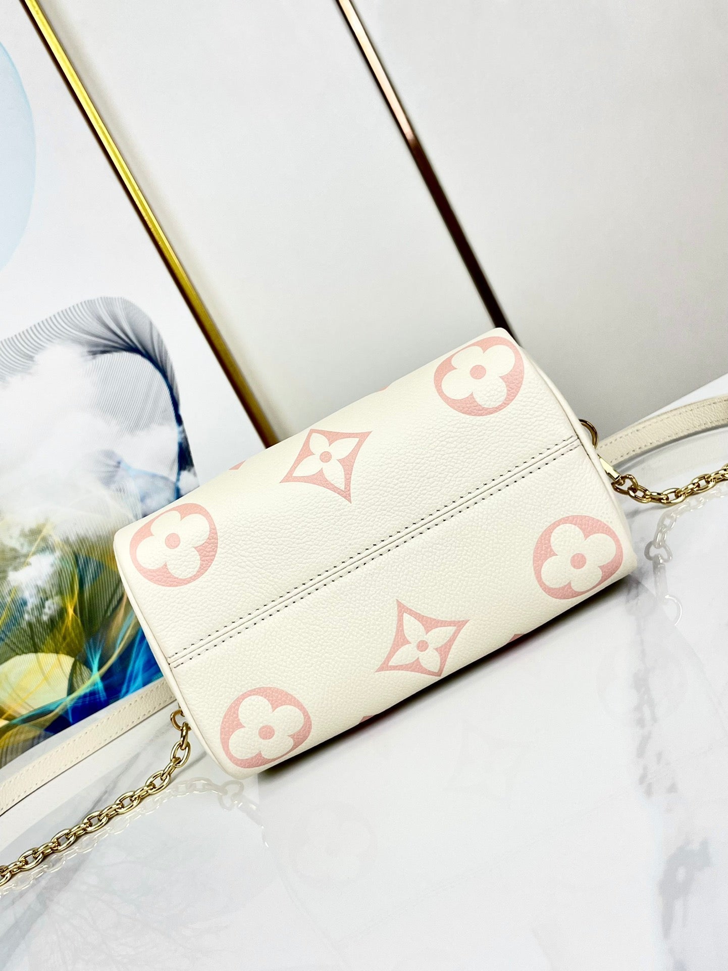 SPEEDY 20,5 WEISS-ROSA MONOGRAMM-LEINWAND 