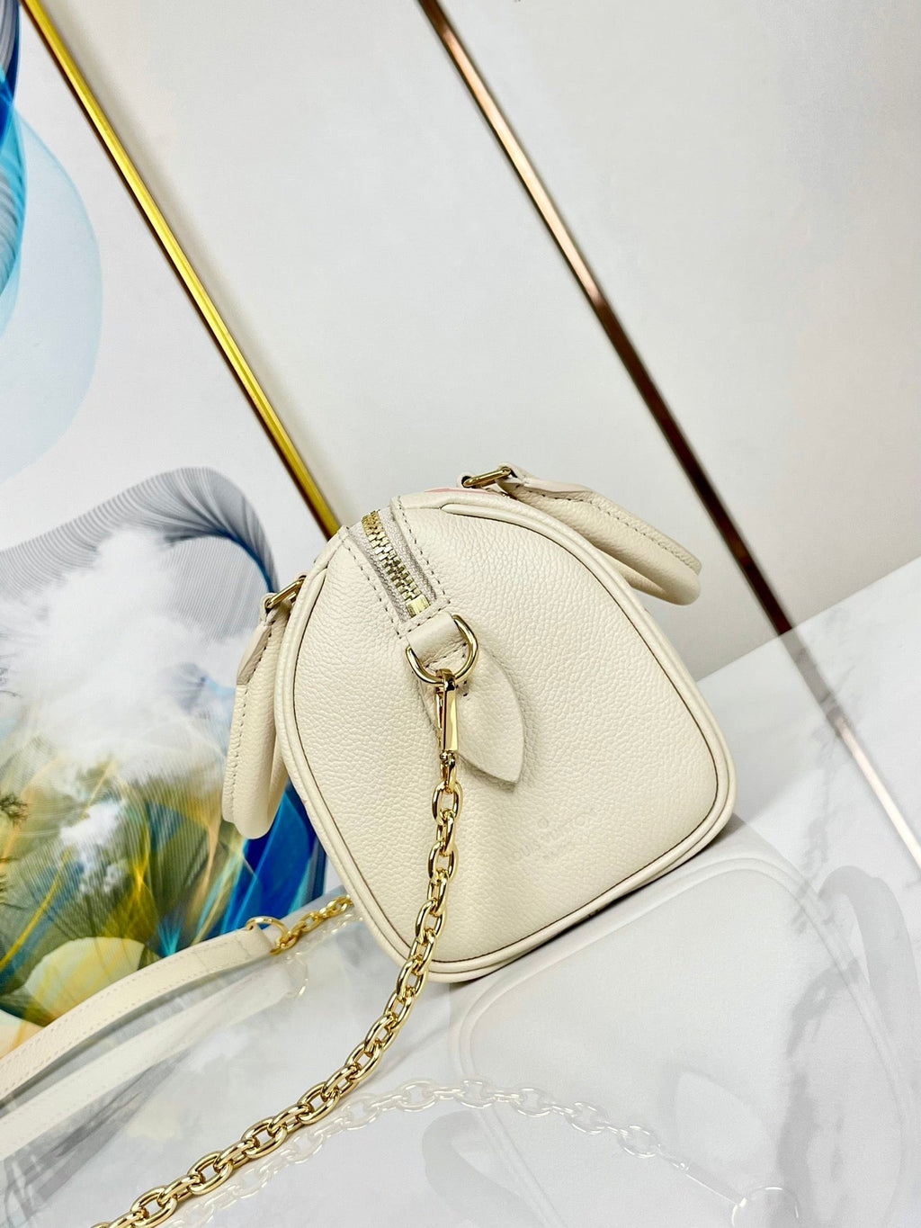 SPEEDY 20,5 WEISS-ROSA MONOGRAMM-LEINWAND 