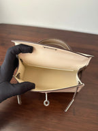 HM KELLY MINI 20 WEISS ETAIN EPSOM SILBERBESCHLÄGE