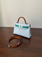 HM KELLY MINI 20 CLOUD BLUE EPSOM SILVER HARDWARE