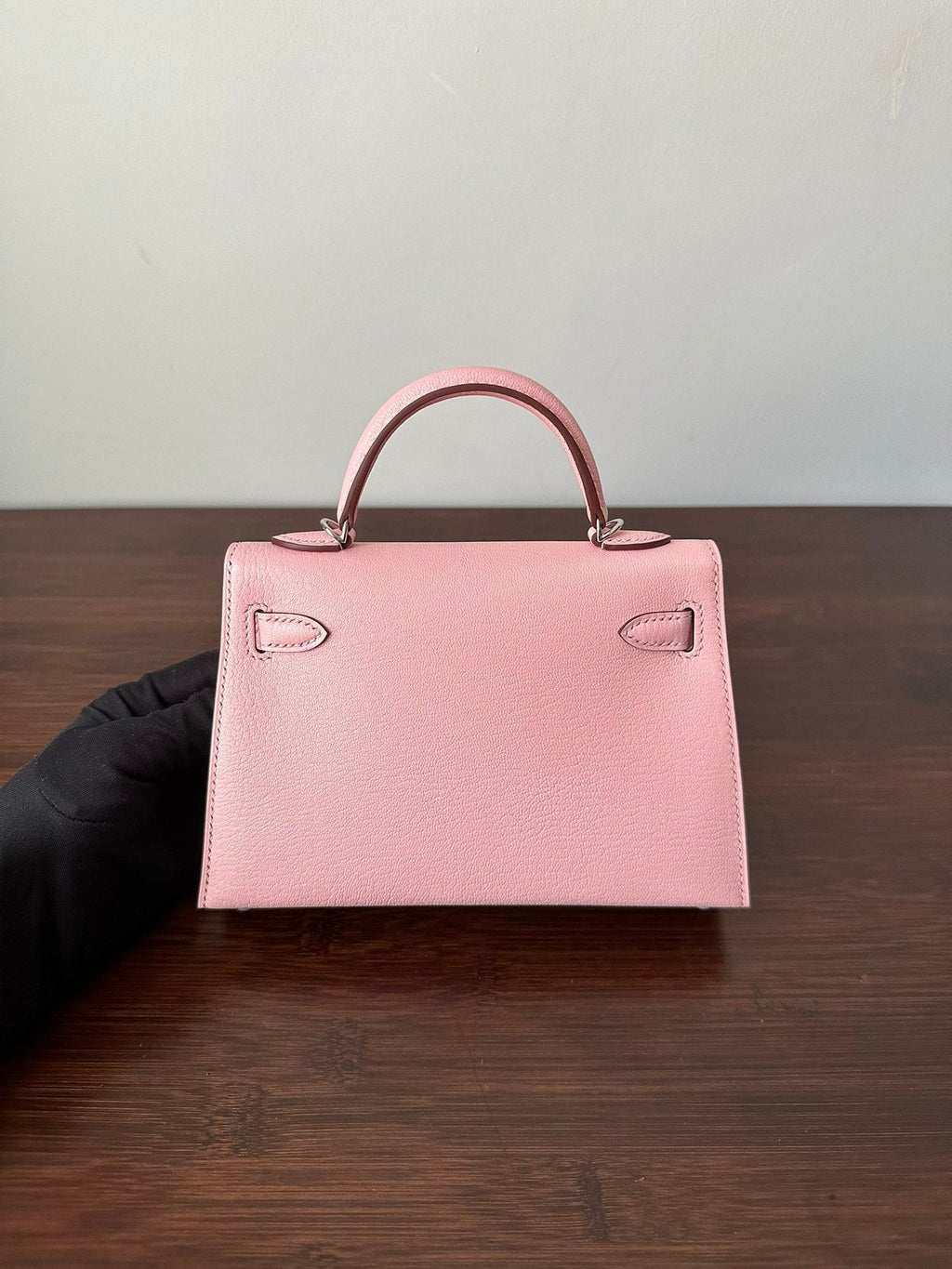 HM KELLY MINI 20 PINK CHEVRE SILBERNE HARDWARE