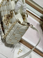 MEDIUM LADY D-JOY 26 BUTTERFLY STUD WHITE LAMBSKIN