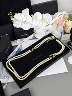 [⭐JeweliWhal]25K Pencil Double C Double-Layer Pearl Sweater Chain