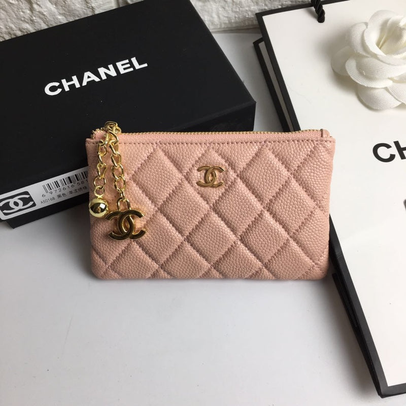 CC CLASSIC KLEINE REISSVERSCHLUSSTASCHE 15 HELLROSA KALBSLEDER GOLD ICON