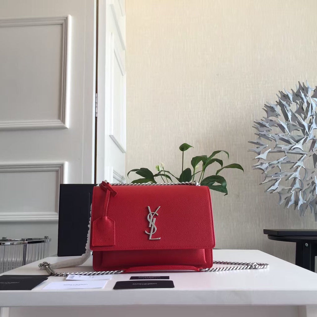 SUNSET 22 HANDTASCHE AUS KIRSCHROTEM KALBSLEDER