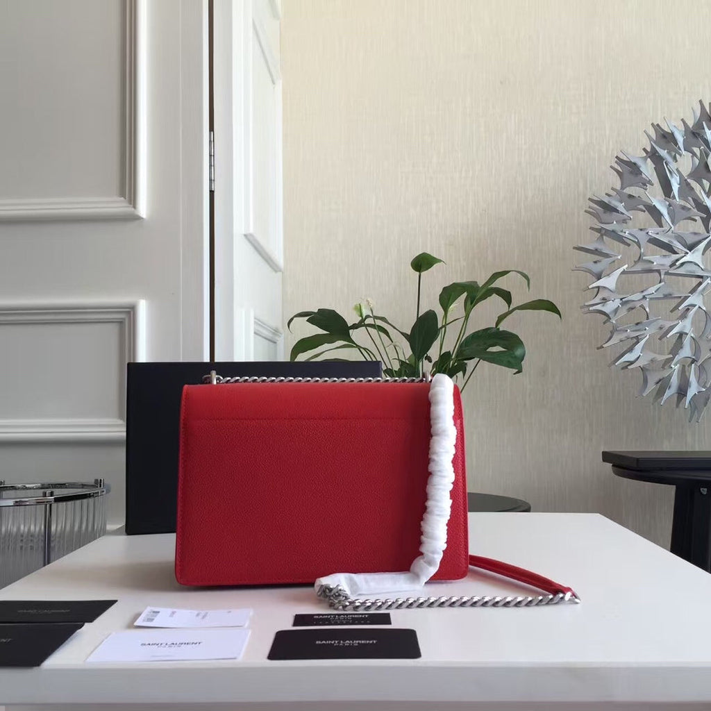 SUNSET 22 HANDTASCHE AUS KIRSCHROTEM KALBSLEDER