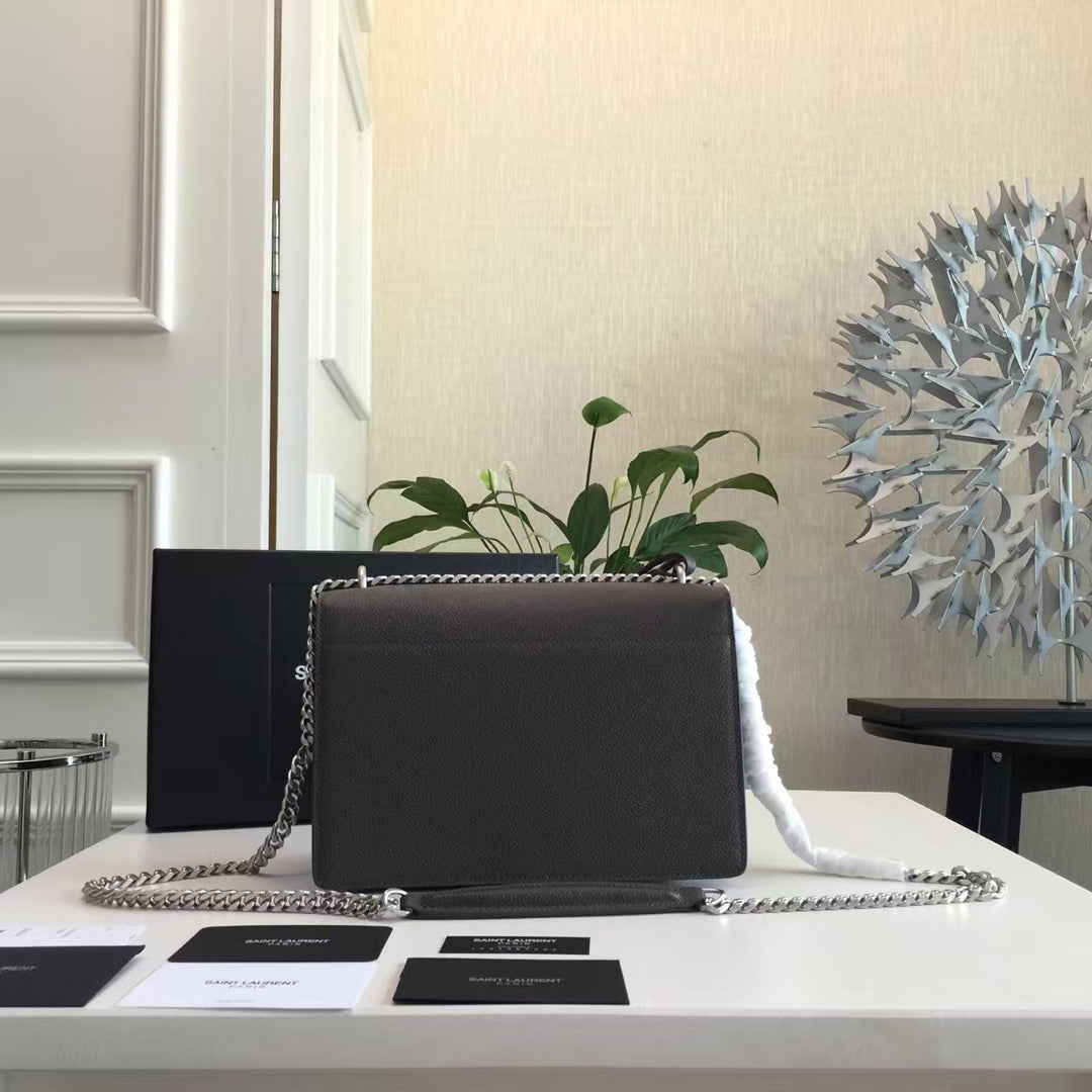 SUNSET 22 HANDTASCHE AUS SCHWARZEM KALBSLEDER