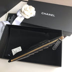 CC Handytasche 19,5" Schwarzes genarbtes Kalbsleder Gold Icon