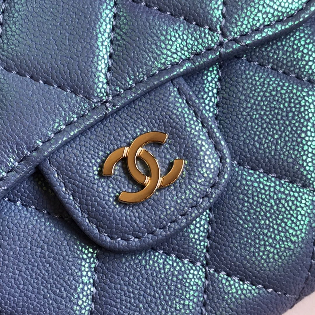 CC-Klappkartenetui 11,5 cm, genarbtes Kalbsleder, Gold Icon