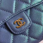 CC-Klappkartenetui 11,5 cm, genarbtes Kalbsleder, Gold Icon