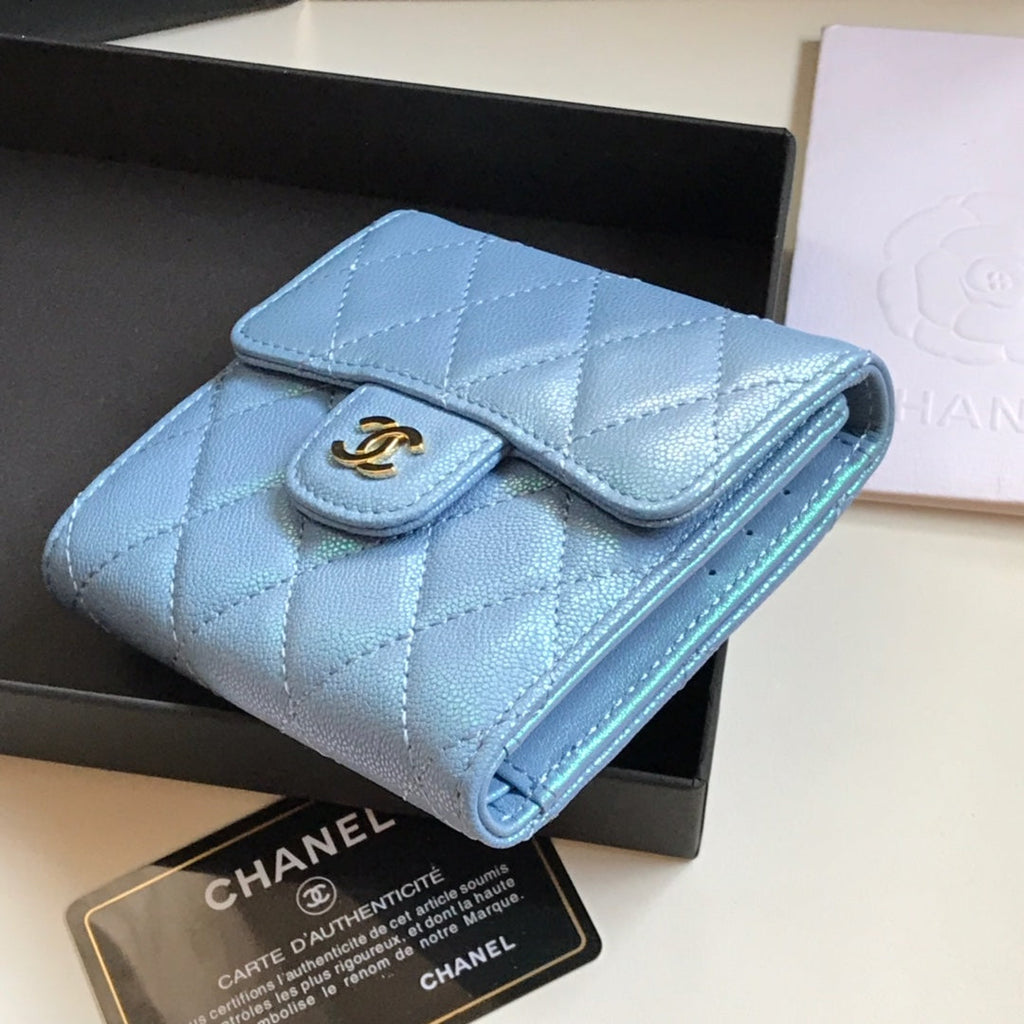 CC-Klappkartenetui 11,5 cm, genarbtes Kalbsleder, Gold Icon