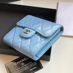 CC-Klappkartenetui 11,5 cm, genarbtes Kalbsleder, Gold Icon