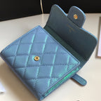 CC-Klappkartenetui 11,5 cm, genarbtes Kalbsleder, Gold Icon