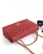 FLAP BAG JUMBO 30CM RED CAVIAR GOLD HARDWARE