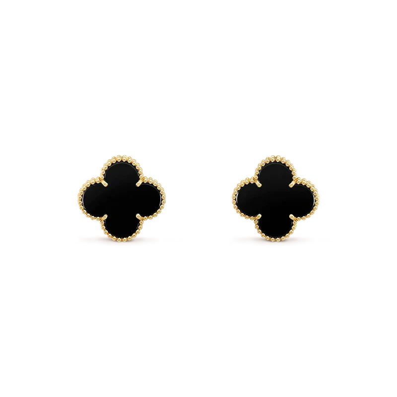 ®Jewelicorn® クローバー ミディアム 1モチーフ オニキス スタッドピアス